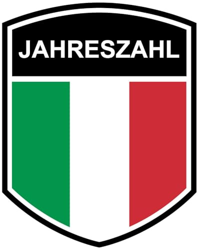 Samunshi® Italien Wappen mit Flagge und Jahreszahl Fahne Aufkleber Insigne Wohnmobil Aufkleber für Motorrad Roller Camper Camping Wohnwagen Rennrad Form B 6,3 x 8cm