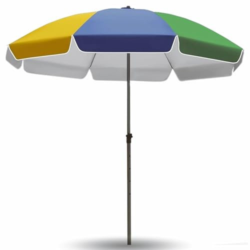 Strandschirm mit Tragbarem UV-Schutz 50+, Gestreifter Sonnenschirm für Garten, Terrasse und Hinterhof(240cm(7.8ft))