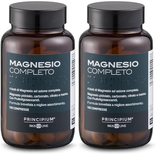 Prìncipium Magnesio Completo – 2 Confezioni da 180 Compresse – Integratore di Magnesio da 4 Fonti, Supporto per Sistema Nervoso e Muscolare, Riduce Stanchezza e Affaticamento, Con Fruttoligosaccaridi