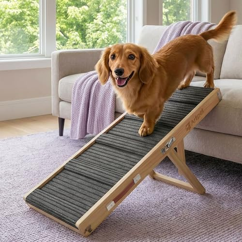 Artpet Rampe per cani di piccola taglia Rampa pieghevole per cani per divano letto rampa portatile per animali domestici per gatti regolabile in altezza 53,3 cm, fino a 15,9 kg