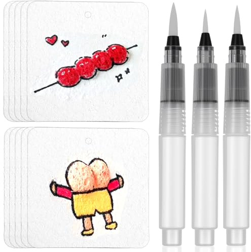 CIATBYYJ 10 Pcs Magic Foam Texture Painting Kit, 3D Magic Puffy Paint with 3 Types Water Brush for DIY Art Kits, Craft Supplies, Puffy Drawing