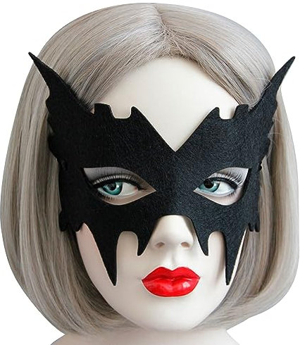 THINCAN Super rouleau de masque en feutre pour jouer Demi-masque Halloween Costume Fête d'anniversaire Costume Noir Masquerade Cadeau