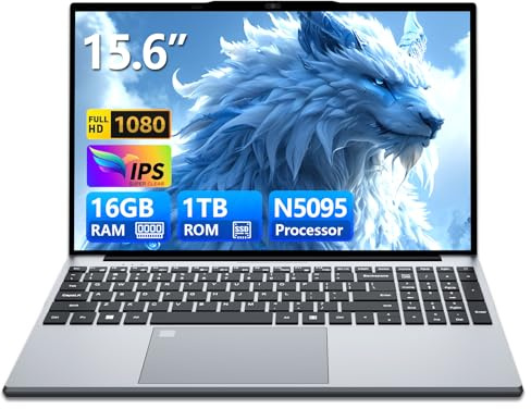 Omnica 2026 Gaming Laptop, 15.6 Laptop Computer with 16GB DDR4 1TB SSD, N5095 Quad-Core up to 2.9GHz, Lap top with Backlit KB,Fingerprint,FHD 1920 * 1200, WiFi5, BT4.2,Win 11 Pro, Business Laptops