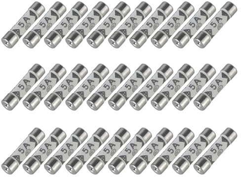 VIVIWI Lot de 30 fusibles tubulaires en céramique 5 A 6 x 25 mm Fusibles électriques pour coffre-fort domestique Prise secteur Fusibles durables