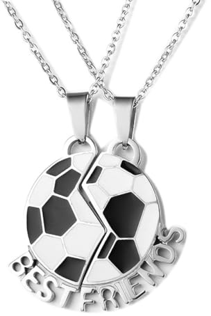 YUVKIN 2 Stück BFF Freundschaftskette Halskette mit Fußball Anhänger, Puzzle Kette für Beste Freunde, Freundschaft Schmuck Geschenk für Mädchen & Jungen