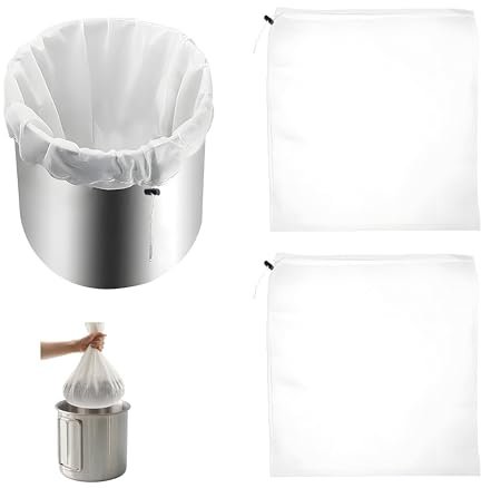 2 Stück Filter Braubeutel, 46x40cm Filterbeutel Siebbeutel Passiertuch Wiederverwendbar Mit Kordelzug Für Obstpresse, Presssack Filtertuch Presstuch Für Alle Getreidebrühen, Weinpresse, Brauen, Kuchen