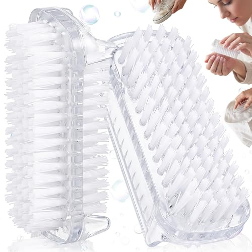 SUpoetry 2 Piezas Cepillo Uñas Manos De Plástico, Manos Y Uñas Cepillo Para Limpieza De Dedos Uñas Manicura De Fregado Doble Cara Para Limpiar Uñas Cepillos Fáciles De Usar Uso Diari(Transparentes)