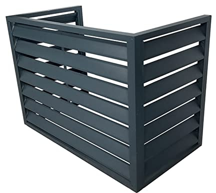 Écran de clôture pour climatiseur extérieur en alliage d'aluminium avec couvercle anti-corrosion pour unités AC Noir Taille 1,5P : L1 Décoration de jardin.