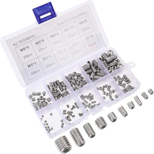 OSOLADY Stainless Steel Socket Grub Screw Small Screws Assortment Kit Hexagonal Thread Design Strong Durability Easy Storage for Repair Applications