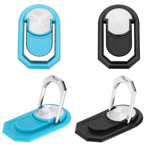 PATIKIL 4PCS Phone Ring Holder, Cellphone Ring Holder Finger Grip Stand 360 Rotation with Adhesive Backing Kickstand for Back of Phone Tablet Car Mount, Blue Black