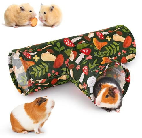 Seutmrou Tunnel Pliable 3 Voies pour Cochons d’Inde et Lapins, Tunnel pour Chat, Tunnel Lavable et Pliable, pour Lapins Cochons d'Inde Kitty Petit Animal Activité Tunnel Tube Tunnel Cachette (Vert)