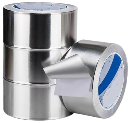 PXAMORTEL Aluminiumfolienband-Rolle Aluminiumfolienband, hochtemperaturbeständig, selbstklebend, auslaufsicher, 0,08 mm, 10–200 mm x 20 m(100mmx20mx0.08mm)