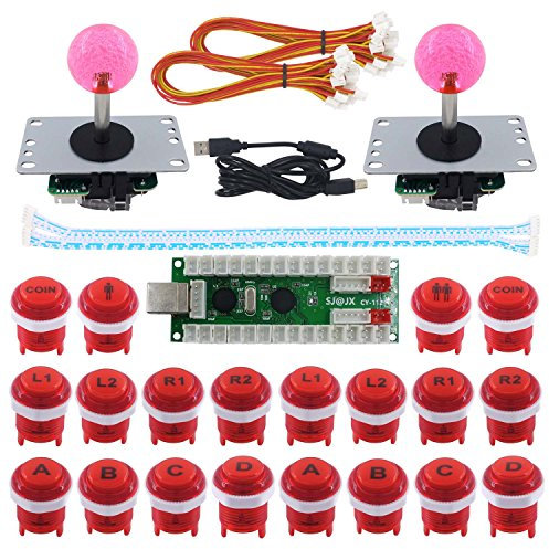 SJ@JX 2 Player Arcade Game DIY Kit Arcade Joystick Controller Mechanical Keyboard Switch Retropie Raspberry MAME Arcade Button