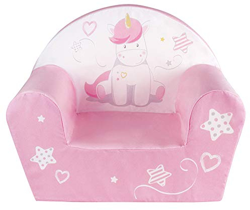 Fun House Clubsessel für Kinder Einhorn rosa | L 52 x B 33 x H 42 cm | Herkunft Frankreich garantiert | optimaler Komfort | Kinderzimmer-Serie Einhorn | Sicherheit | Geschenkidee ab 12 Monaten