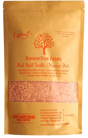 BanyanTree Foods Masoor Dal | Lentilles rouges 500g ~ Indian Origin | All Natural | Vegan