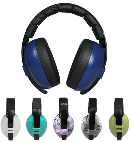 Banz Bubzee Baby-Gehörschutz 0–36 Monate –– Baby-Kopfhörer mit lauter Geräuschunterdrückung und Ohrenschützern für Kleinkinder, verstellbare Größe Navy blau