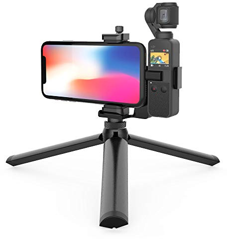 Smatree Phone Holder with Tripod Compatible with DJI OSMO Pocket 2/ Pocket1 and iPhone 14/13/12/11 Pro Max, Portable Holder for Attaching Osmo Pocket Accessories