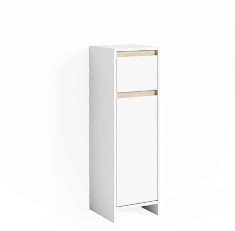 Vicco Midischrank Emma, Weiß/Sonoma, 30 x 95 cm | zur Aufbewahrung im Badezimmer kombinierbar mit Emma Serie