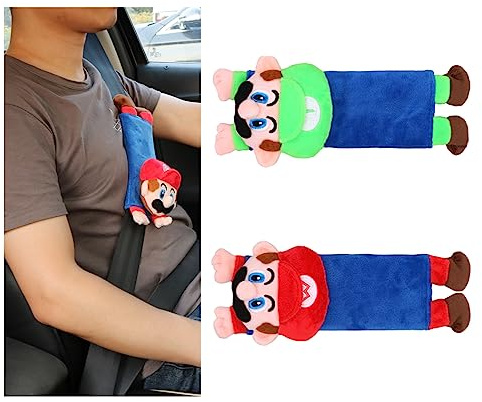 HODRME Car Seat Belt Covers for Kids-Cute Plush Safty Belt Protector Cushions Shoulder Pads, School Bag Strap Covers, Baby Carriage Strap Covers, 2 Pieces