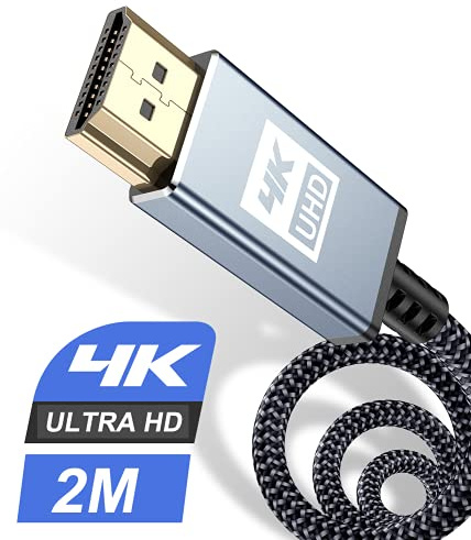 sweguard 4K HDMI Kabel 2Meter, HDMI Kabel 4K @ 60Hz 18Gbps Kurz 50cm Highspeed HDMI 2,0 Kabel Vergoldete Anschlüsse mit Ethernet/Audio Rückkanal, Kompatibel mit Video 4K UHD 2160p, HD 1080p-Grau