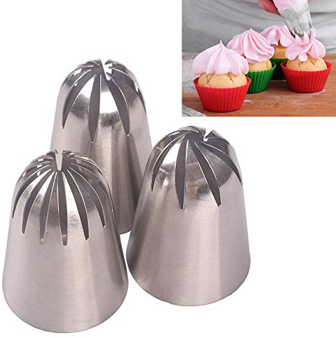 BLUGUL 3 Stück Craft Große Spritztülle, Rosen Blume Spitzen Set, DIY Edelstahl Kuchen Dekorieren, Stern Geschlossen