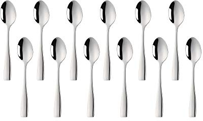SUNSHENGEUR Coffee Spoons Set of 12, Mini Espresso Spoons, Stainless Steel, Silver, 4.3 inch-Autograph Pattern