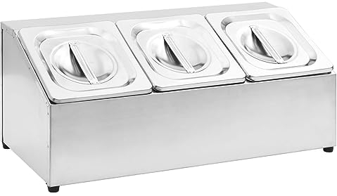 vidaXL Supporto Gastronorm con 3 Contenitori GN 1/6 in Acciaio Inox