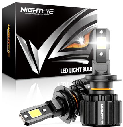 NIGHTEYE H7 LED Headlight Bulb, 300% Super Bright 15000LM 72W 6500K Cool White Conversion Kit, 2 PCS