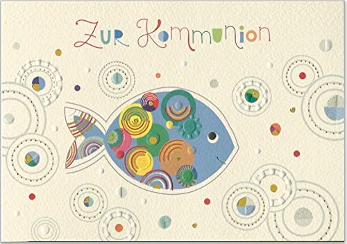 Hochwertige Grußkarten von Turnowsky mit diversen Motiven für verschiedene Anlässe. Relief-Klappkarten zum Beschriften mit Umschlag (Blauer Fisch zur Kommunion)