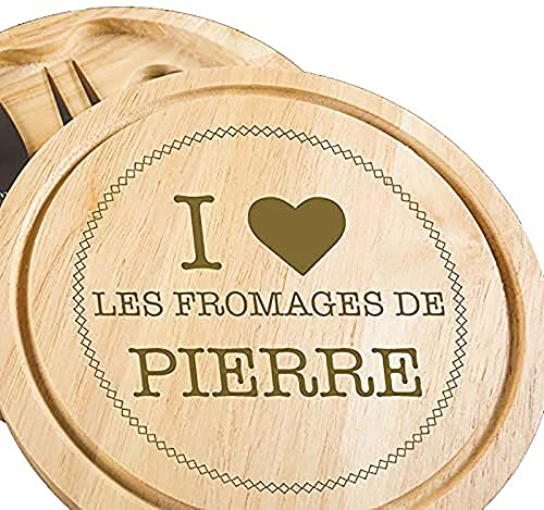 Cadeau personnalisé : Plateau de fromages « I Love » gravé du Texte de Votre Choix