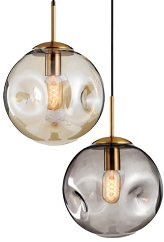 GUANSHAN Glas Pendelleuchte Konkav-Konvex Kugel Kronleuchter Licht Luxus Einfache Deckenleuchte Deckenbeleuchtung Nachttischlampe Für Schlafzimmer, Bar, Esszimmer