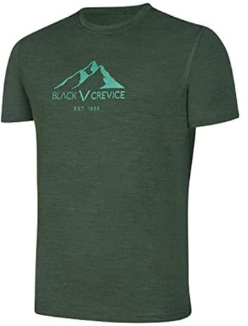 Black Crevice Merino T-shirt för män I högkvalitativ merinotröja I herr-t-shirt av 70% merinoull & 30% PES I temperaturreglerande t-shirt män I Mulesingfri skjorta för män, Skogsgrön, L