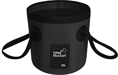 Vikbar hink, 20 l multifunktionell vikbar hink utomhus, vikbar skål, handfat hopfällbar, camping hink för resor på vandring, svart