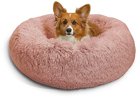 Best Friends by Sheri The Original Calming Donut - Coussin pour chat/chien Shag - fausse fourrure - vieux rose - M/76x76cm