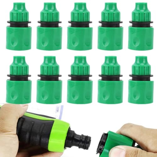 Raccordi Rapidi per Tubo da Giardino in Plastica da 10 Pezzi, Raccordo Rapido per Tubo dell'Acqua da 3/8 per Tubi da Giardino, Irrigatori e Ugelli di Spruzzatura