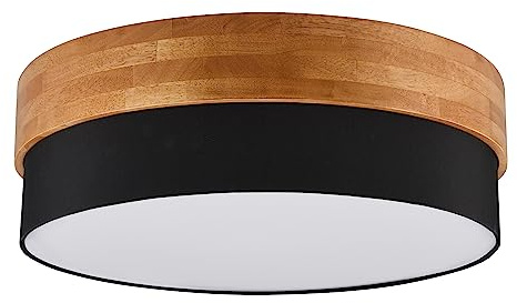 Trio Leuchten Deckenleuchte Seasons 611500302, Holz naturbelassen, Schirm Stoff schwarz, exkl. 3x E27 |