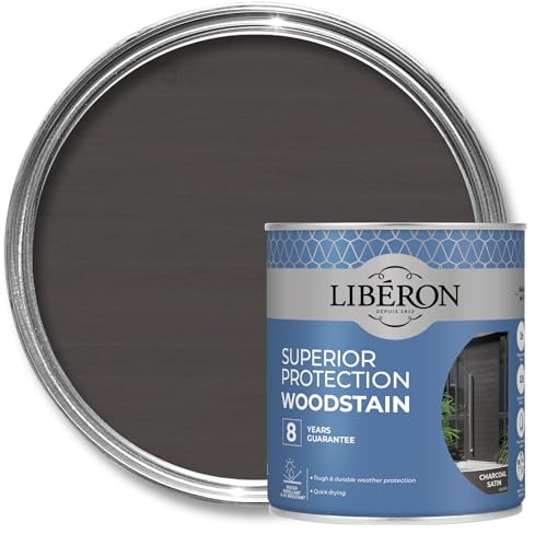 Libéron Superior Protection Woodstain for Exterior Wood, Charcoal, 750ml | 8-year guarantee, Microporous formula, Water-repellent & UV resistant, For vertical woodwork, Quick-drying