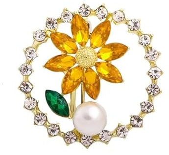 Yellow Flower Brooch, Daffodil, Sunflower in a Jewellery Bag