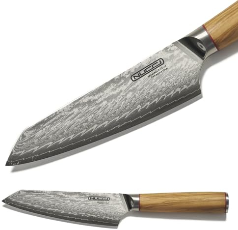CLASSE ITALY Coltello Multiuso Medio Shotoh cm 16 in Acciaio Giapponese AUS 10 a 67 strati, Affilato a mano, Manico in Olivo, Panno pulizia incluso