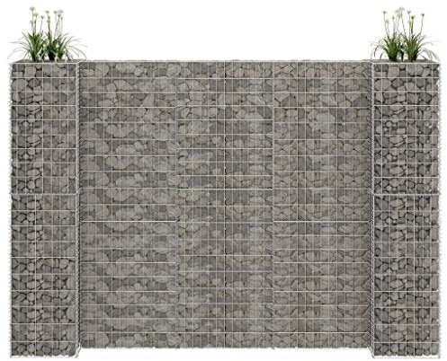 heybb Gabbione Fioriera ad H in Filo di Acciaio 260x40x180 cm,Fioriera da Esterno, Orto Verticale Rialzato da Esterno per Balcone e Giardino, Mini Orto Rialzato per Piantine, Giardino Verticale da E
