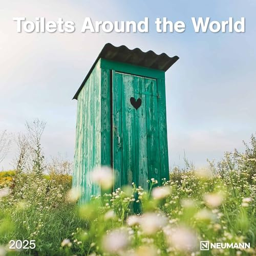 N NEUMANNVERLAGE - Toilets Around the World 2025 Broschürenkalender, 30x30cm, Wandkalender mit künstlerischen Abbildungen, Mondphasen, viel Platz für Notizen und internationale Feiertage/Kalendarium