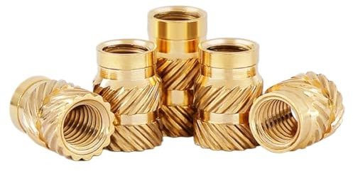 Einpressmuttern Heißschmelzmutter mit Messingeinsatz, Heißschmelzgewinde, gerändelte Einspritzmutter for den 3D-Druck, M1, M1,4, M1,6, M1,7, M2, M2,5, M3, M4, M5, M6, M8(Length 12mm,M1.6 (OD2.5mm)55pc