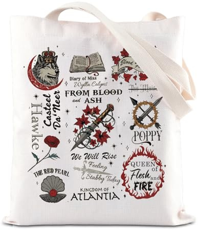 FOTAP From Blood And Ash Merch FBAA Book Lover Tote Bag JLA Literature Gift Miss Willa Colyns Book Club Tote for Fans (Flesh fire uk)