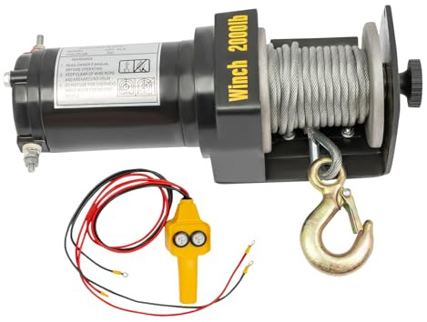 Levkitch Paranco Elettrico Telecomandato da 200/900 Kg con Puleggia e Fune in Acciaio Intrecciato di 6 m, orizzontale/sollevamento verticale Sollevatore elettrico corda in acciaio