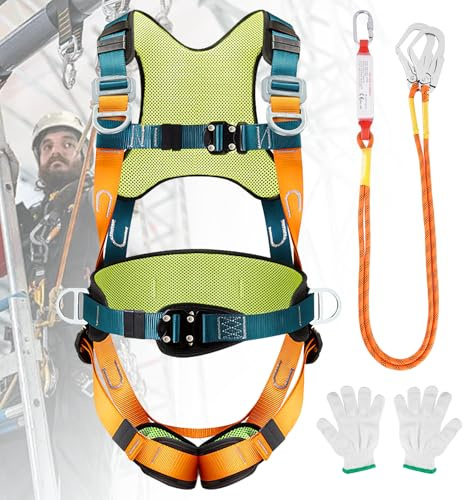 YJINGRUI 150kg Full Body Fall Arrest Harness 2m Shock Lanyard Quick Buckle