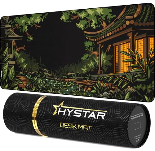 Hystar® Extended Gaming Mouse Pad | 5mm Thick, Waterproof Surface, Smooth Polyester Fabric, and Natural Rubber Base | Midori (XXXL 45 x 20)