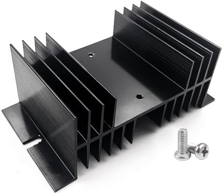 Awxlumv Aluminum Heat Sink SSR Dissipation for Single Phase Solid State Relay 10A-100A Black