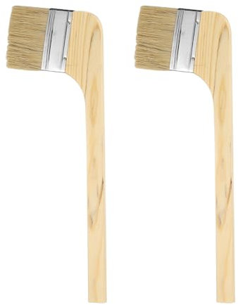 sourcing map Paint Brush 2Pcs 3 Brush Width Reusable Variety Angled Bend Brushes Radiator Paint for All Latex Oil Painting Furniture Walls Treatment, Brown