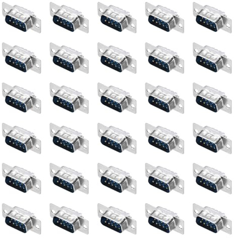 sourcing map Conector VGA VGA9 macho hembra, 9 pines, 2 filas, macho y hembra, terminal de puerto serial para equipos mecánicos, computadoras CNC, paquete de 30