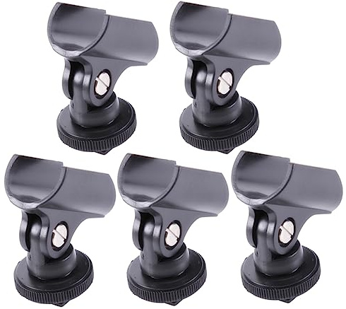 Mikrofonclip mit Blitzschuh 5 Stücke Mikrofonhalter Clip aus Kunststoff für DSLR Kamera Verstellbar und Stabil Mikrofonhalterung für Interviews und Aufnahmen